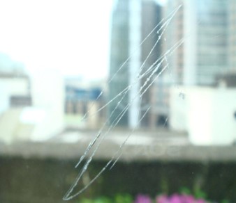 Scratches on glass